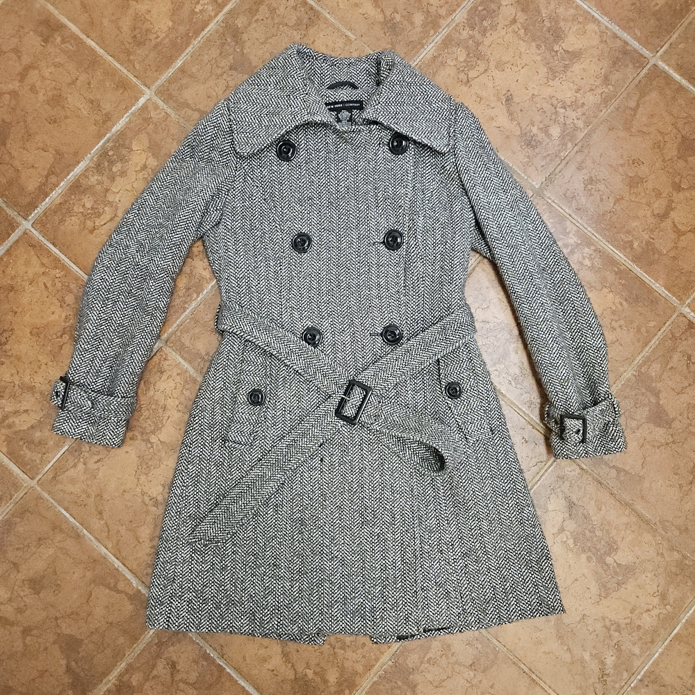 New York & Company Brown Herringbone Coat Size 6
